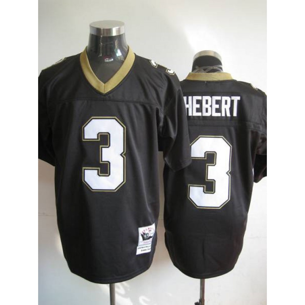 Mitchell And Ness Saints #3 Bobby Hebert Black Stitched Throwback NFL Jersey