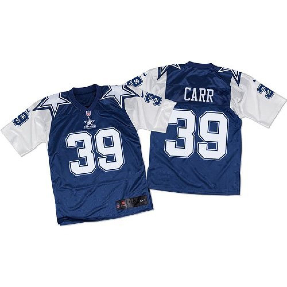 Nike Cowboys #39 Brandon Carr Navy Blue/White Throwback Men's Stitched NFL Elite Jersey