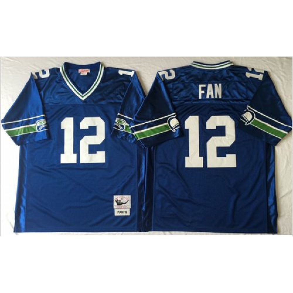 Mitchell And Ness Seahawks #12 Fan Blue Throwback Stitched NFL Jersey