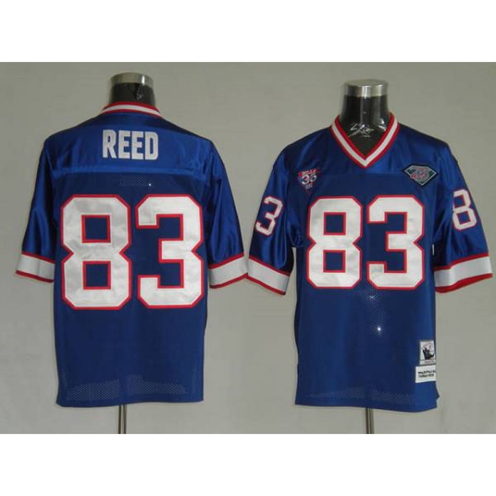 Mitchell & Ness Bills #83 Andre Reed Blue 35th Anniversary Patch Stitched Throwback NFL Jersey