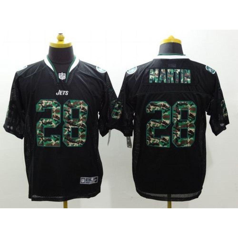 Nike Jets #28 Curtis Martin Black Men's Stitched NFL Elite Camo Fashion Jersey