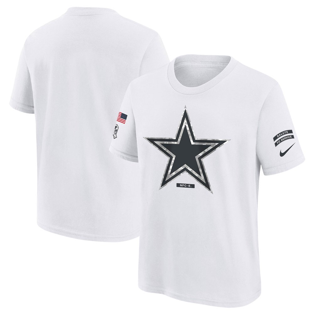 Youth Dallas Cowboys Nike White 2024 Salute To Service T-Shirt