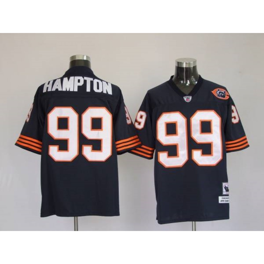 Mitchell & Ness Bears #99 Dan Hampton Blue With Big Number Bear Patch Stitched Throwback NFL Jersey