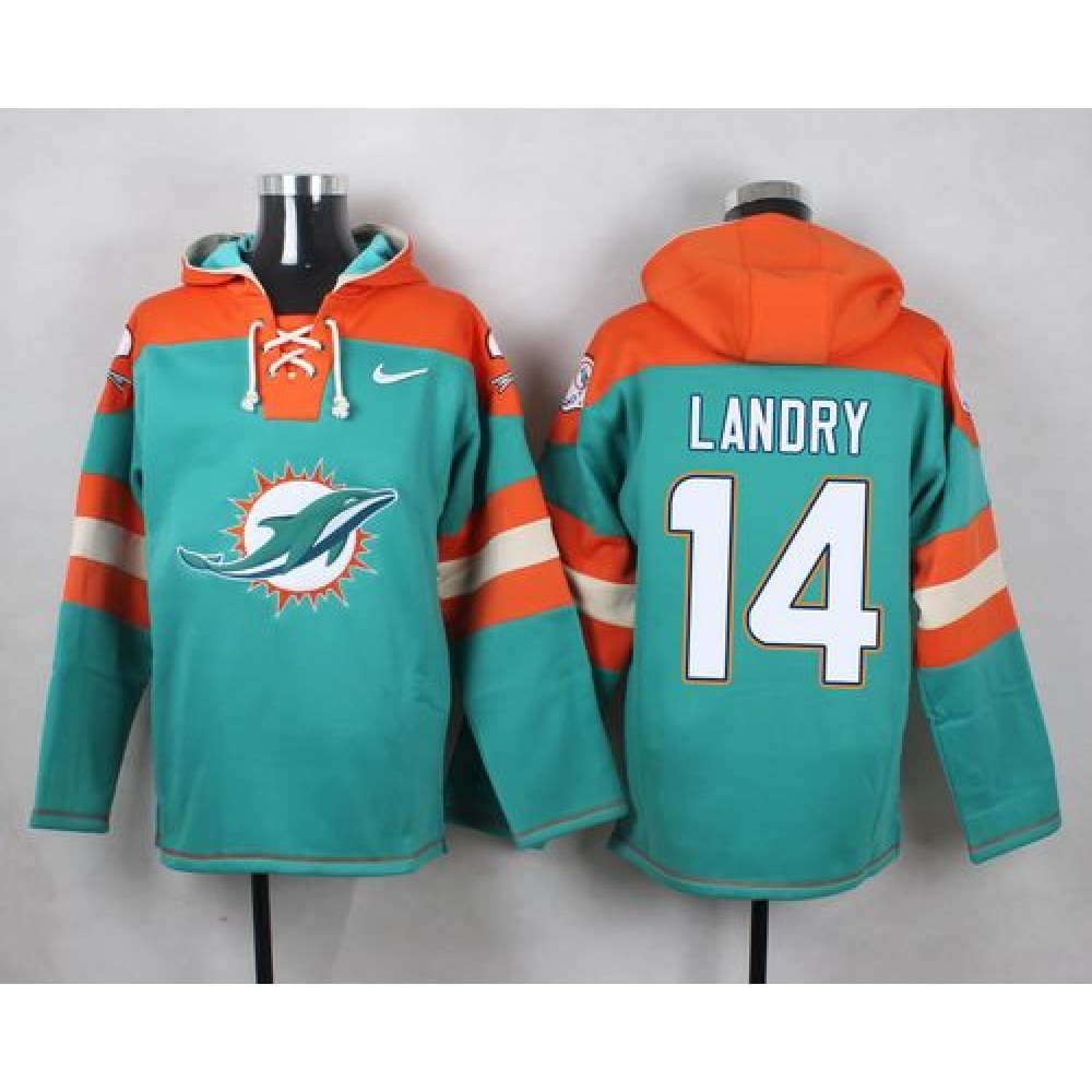 Nike Dolphins #14 Jarvis Landry Aqua Green Player Pullover NFL Hoodie