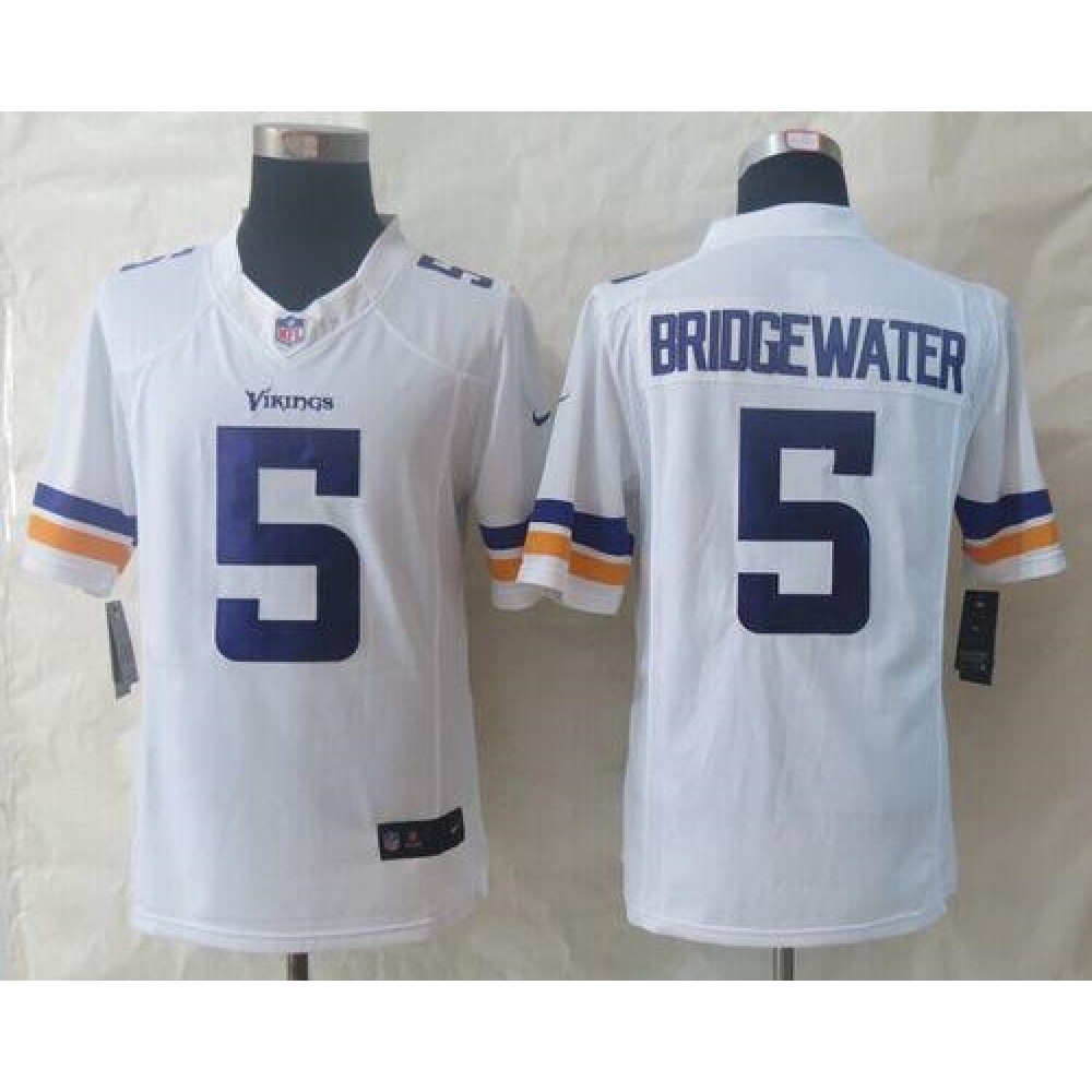 Nike Vikings #5 Teddy Bridgewater White Men's Stitched NFL Limited Jersey