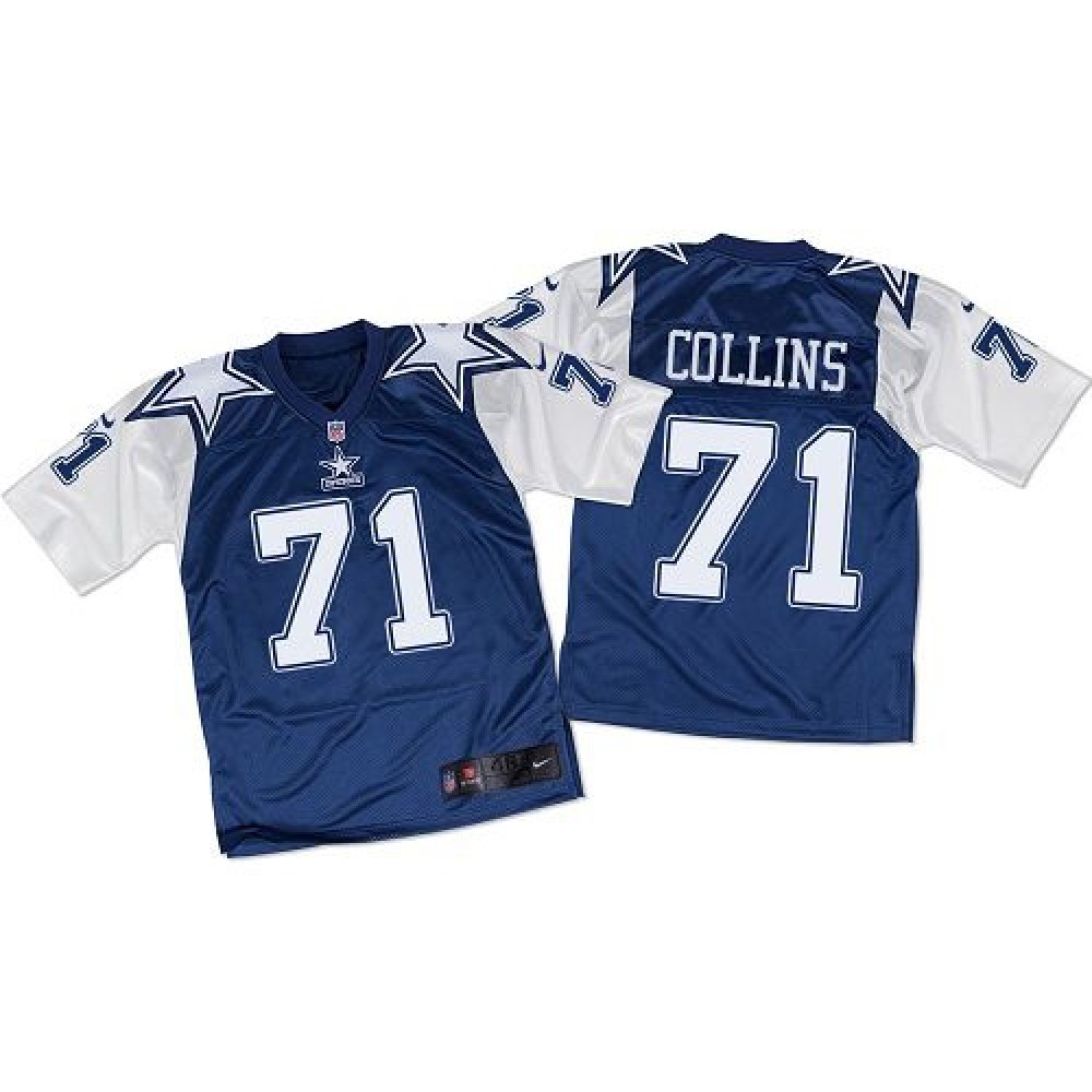 Nike Cowboys #71 La'el Collins Navy Blue/White Throwback Men's Stitched NFL Elite Jersey