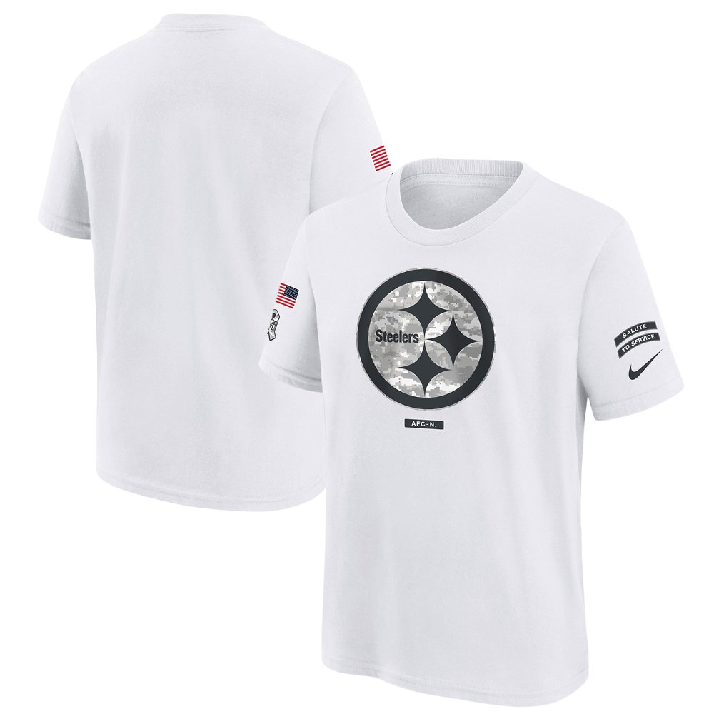 Youth Pittsburgh Steelers Nike White 2024 Salute To Service T-Shirt