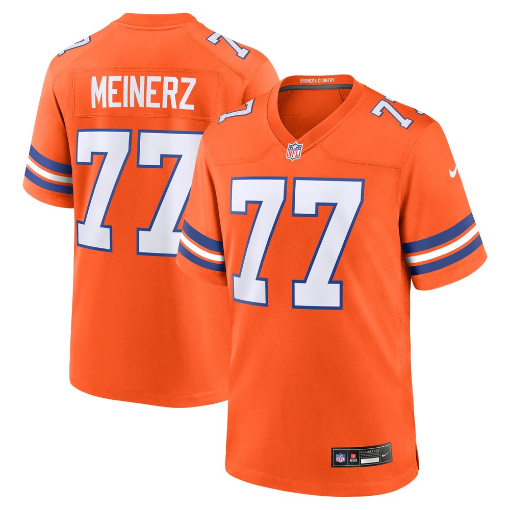 Men's Denver Broncos Quinn Meinerz Nike Orange Mile High Collection 1977 Throwback Player Game Jersey