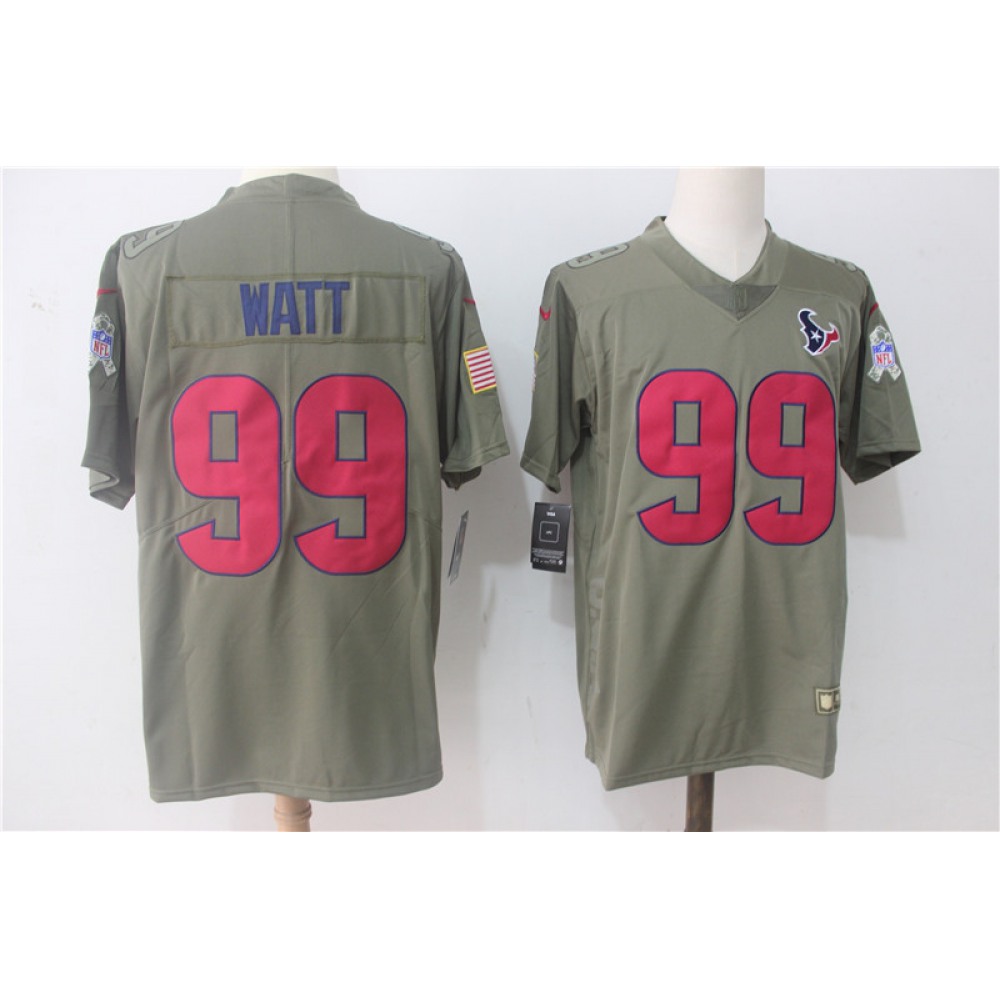 Men's Nike Houston Texans #99 J.J. Watt Olive Salute To Service Limited Stitched NFL Jersey