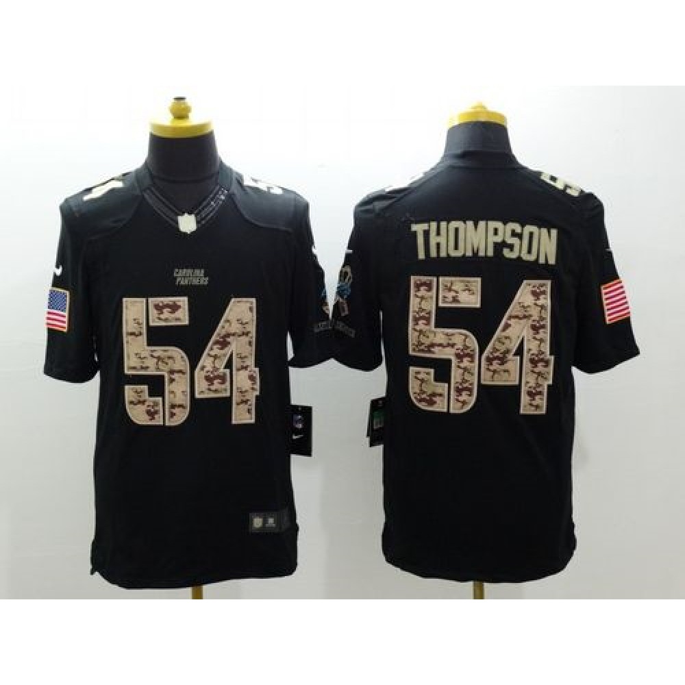 Nike Panthers #54 Shaq Thompson Black Men's Stitched NFL Limited Salute to Service Jersey