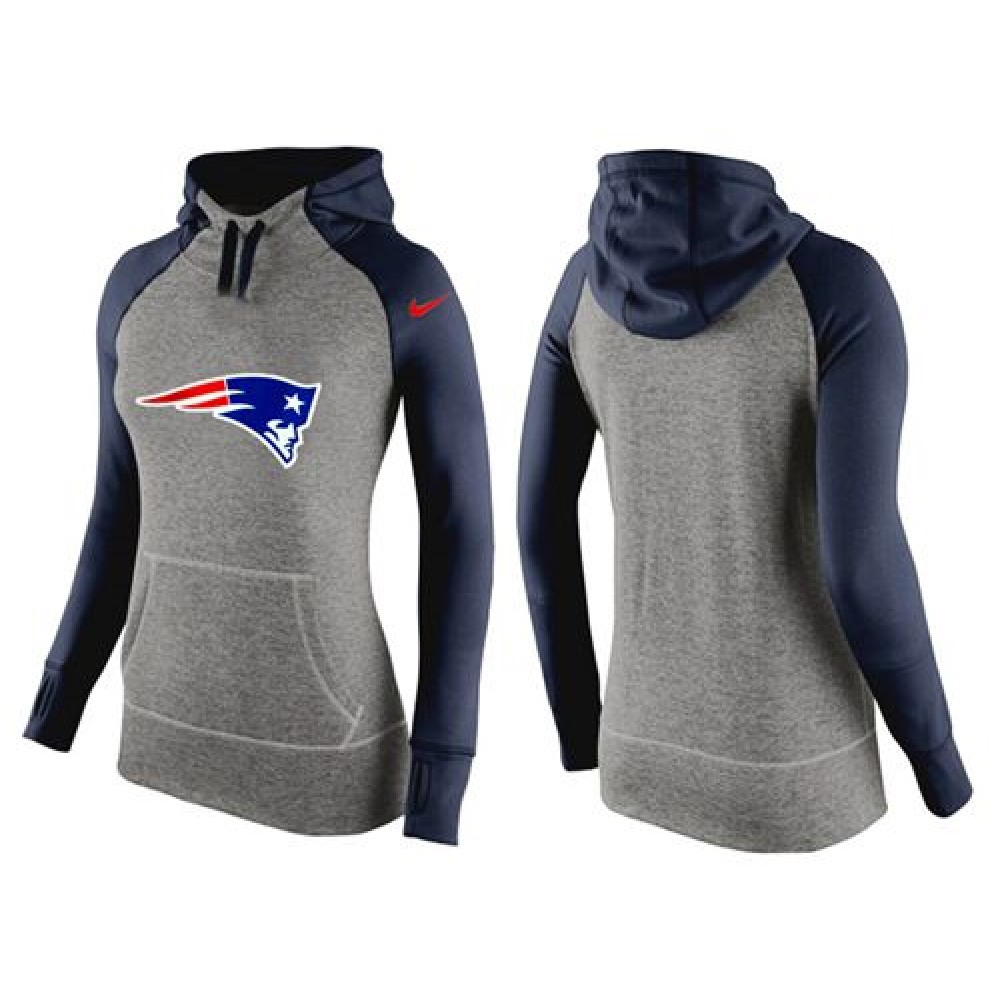 Women's Nike New England Patriots Performance Hoodie Grey & Dark Blue_2