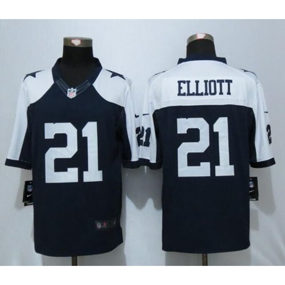 Nike Cowboys #21 Ezekiel Elliott Navy Blue Thanksgiving Throwback Men's Stitched NFL Limited Jersey