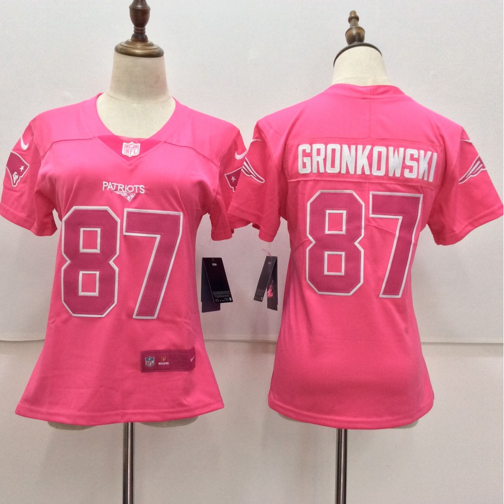 Women's Nike New England Patriots #87 Rob Gronkowski Pink Limited Rush Fashion Stitched NFL Jersey