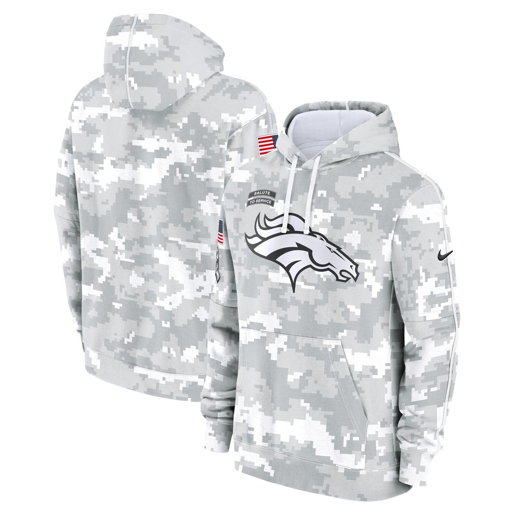 Youth Denver Broncos Nike White/Gray 2024 Salute To Service Pullover Hoodie