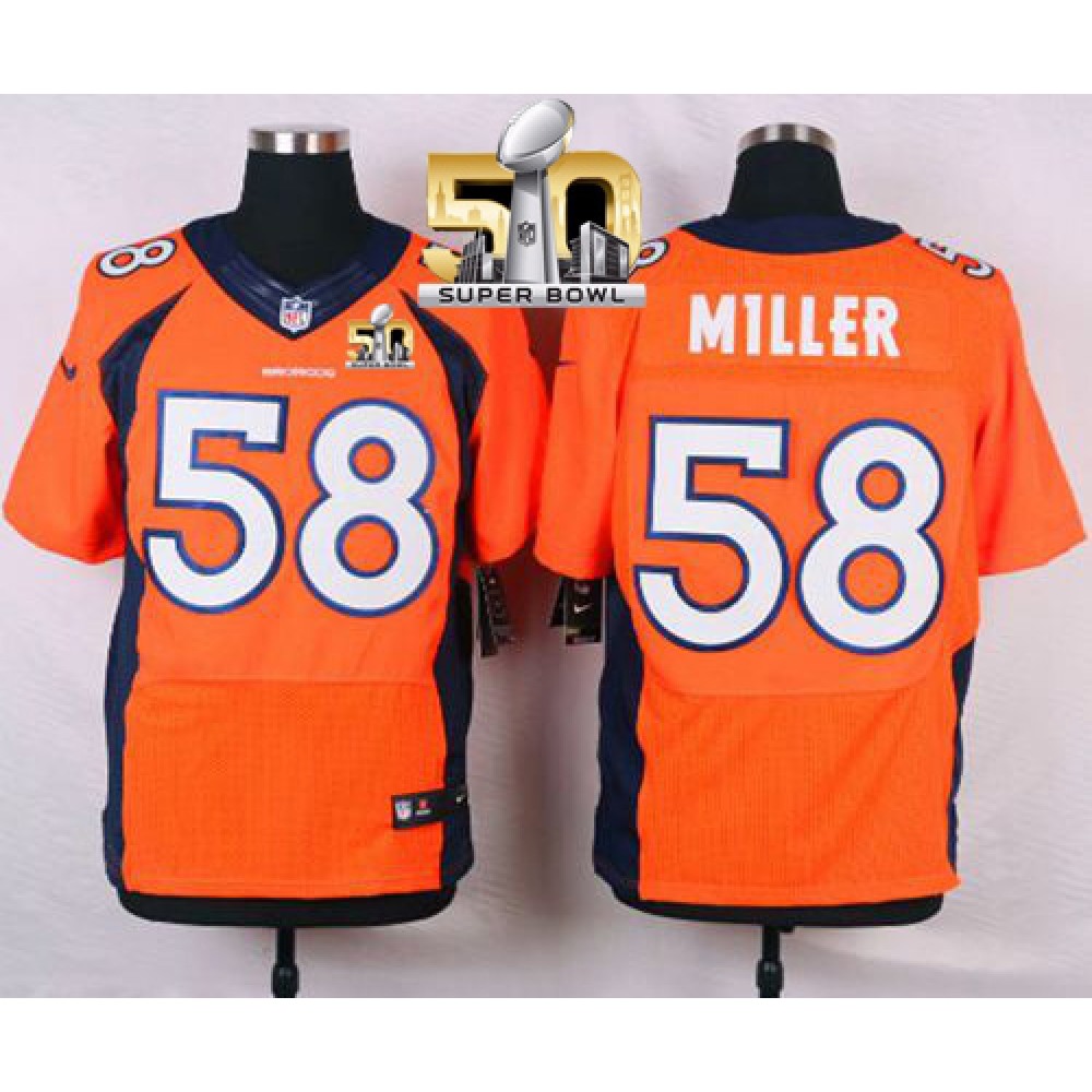 Nike Broncos #58 Von Miller Orange Team Color Super Bowl 50 Men's Stitched NFL New Elite Jersey