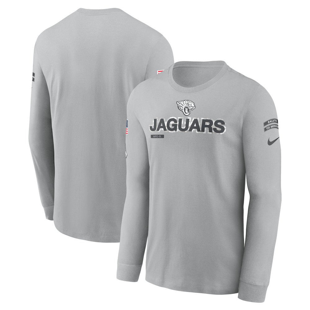Men's Jacksonville Jaguars Nike Gray 2024 Salute To Service Long Sleeve T-Shirt