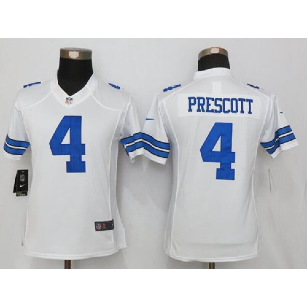 Nike Cowboys #4 Dak Prescott White Women's Stitched NFL Limited Jersey