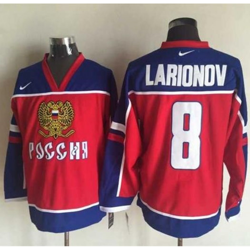 Canucks #8 Igor Larionov Red/Blue Nike Stitched NHL Jersey