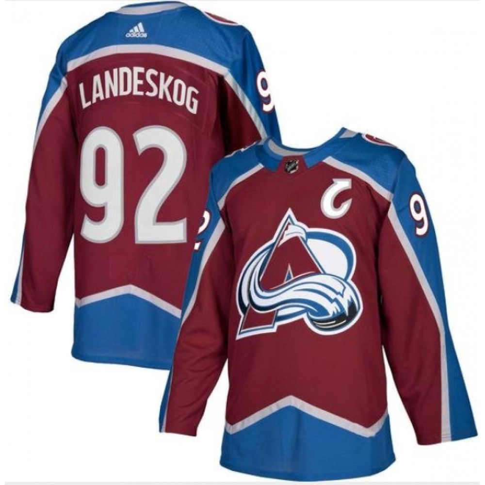 Men's Adidas Colorado Avalanche #92 Gabriel Landeskog Burgundy With C Patch Stitched NHL Jersey