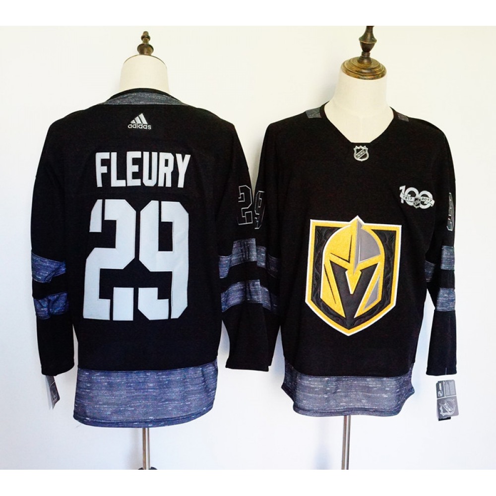 Men's Adidas Vegas Golden Knights #29 Marc-Andre Fleury Black 1917-2017 100th Anniversary Stitched NHL Jersey