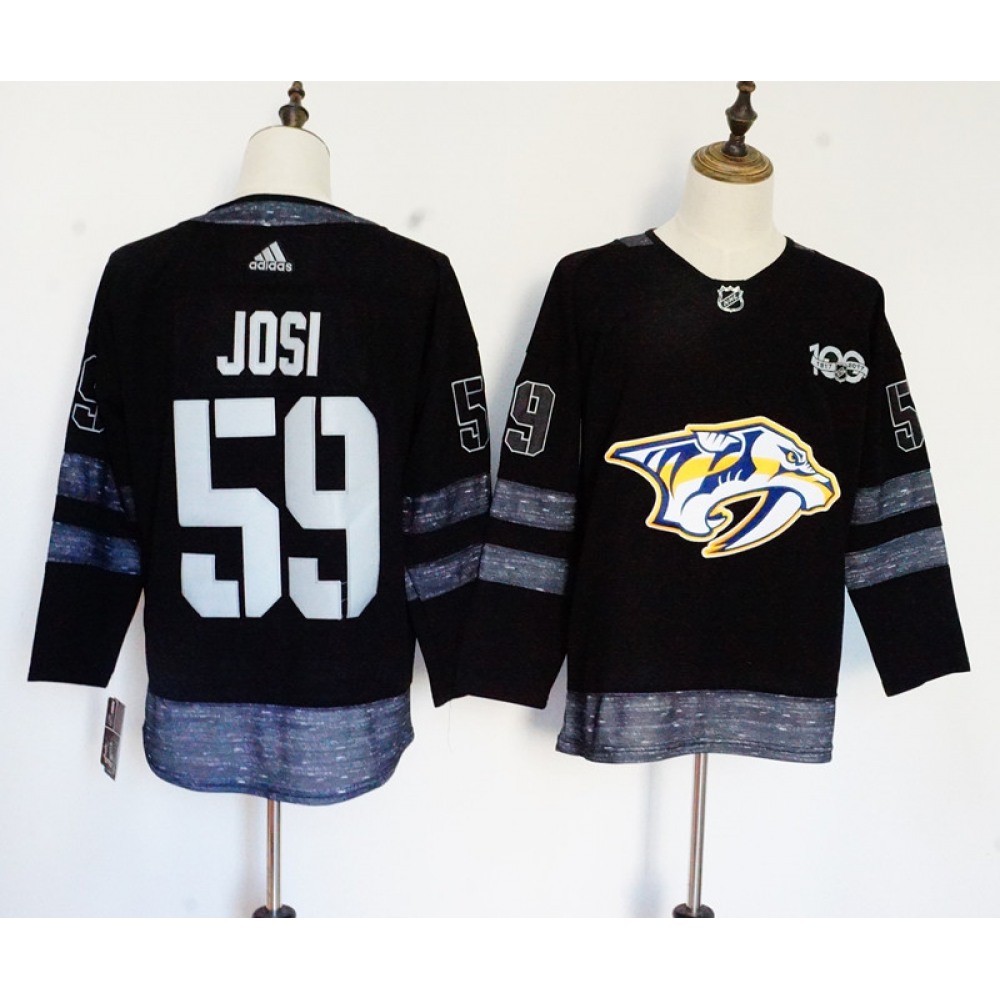 Men's Adidas Nashville Predators #59 Roman Josi Black 1917-2017 100th Anniversary Stitched NHL Jersey
