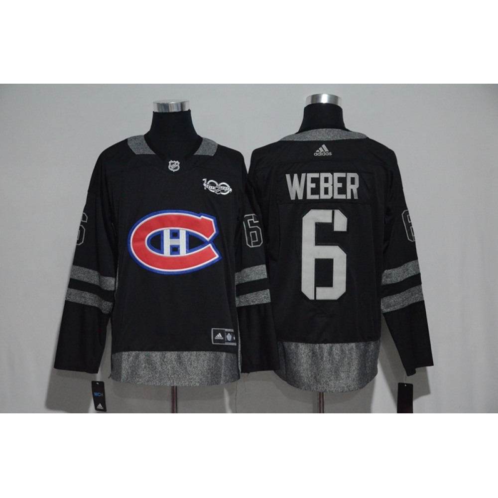 Montreal Canadiens #6 Shea Weber Black Men's 1917-2017 100th Anniversary Stitched NHL Jersey