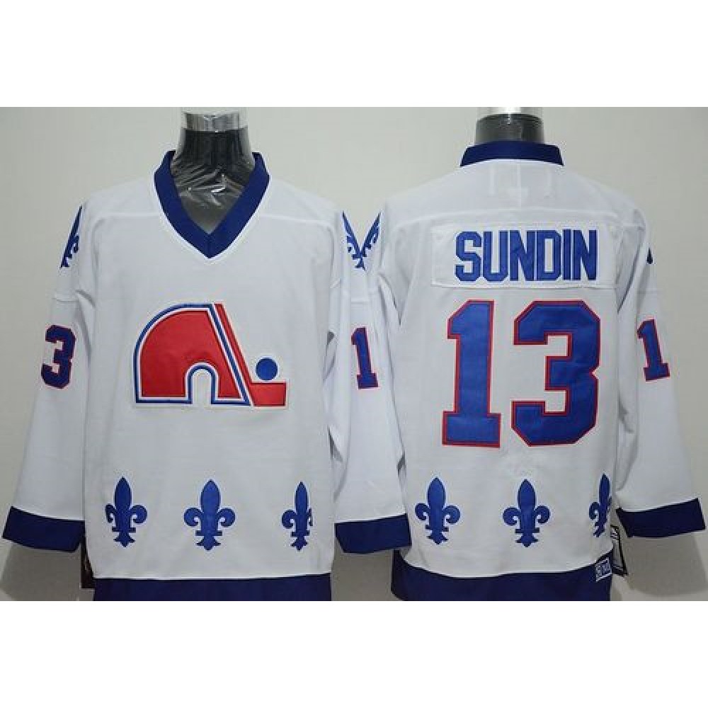 Nordiques #13 Mats Sundin White CCM Throwback Stitched NHL Jersey