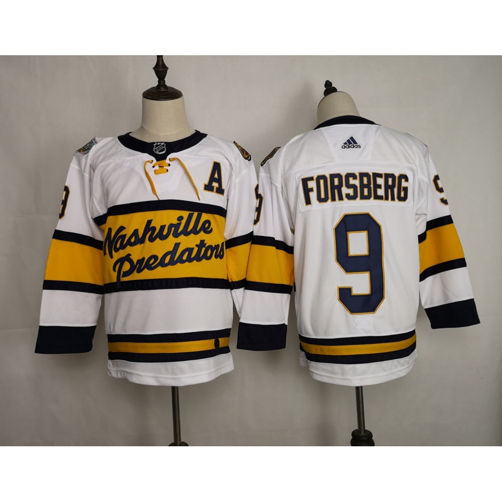 Men's Adidas Nashville Predators #9 Filip Forsberg White Stitched NHL Jersey