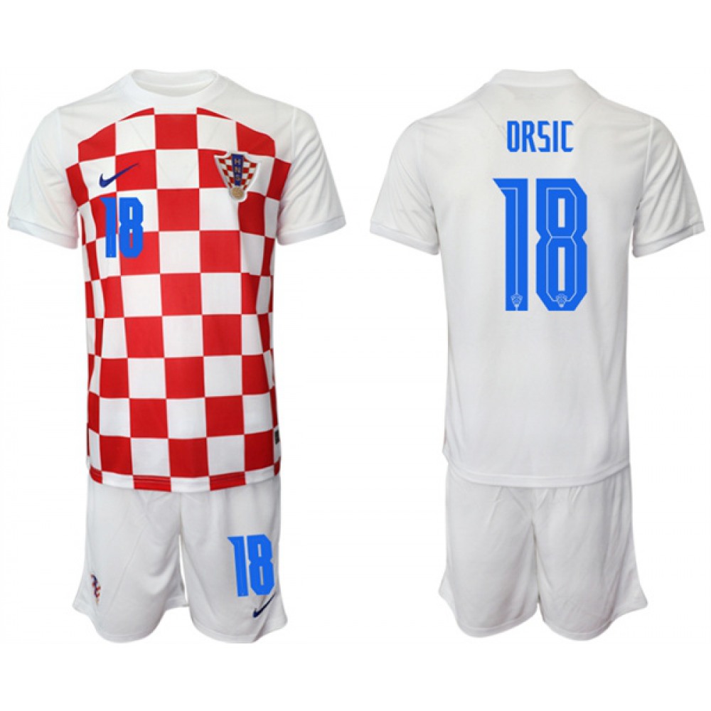 Men's Croatia #18 Drsic White Home Soccer Jersey Suit