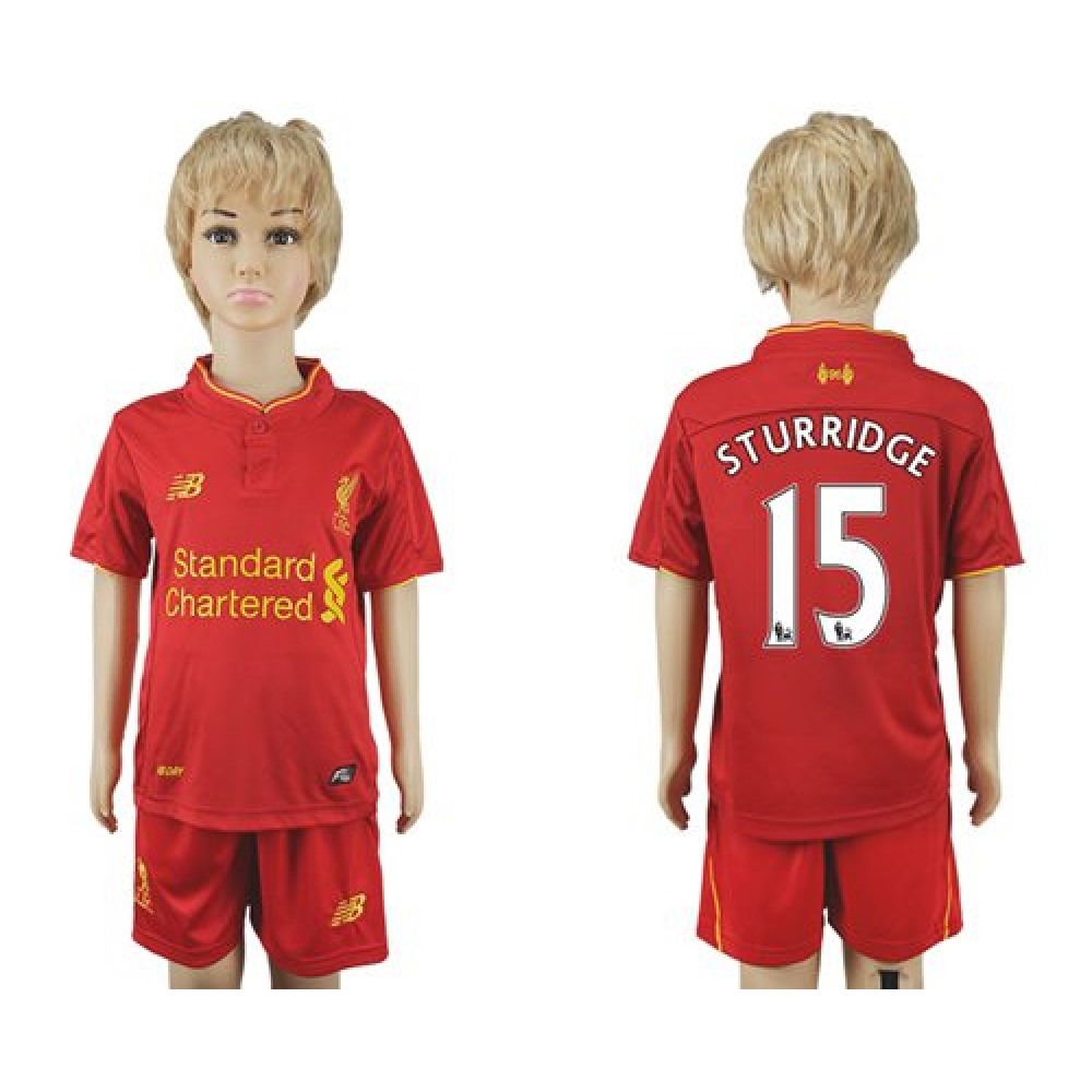 Liverpool #15 Sturridge Red Home Kid Soccer Club Jersey