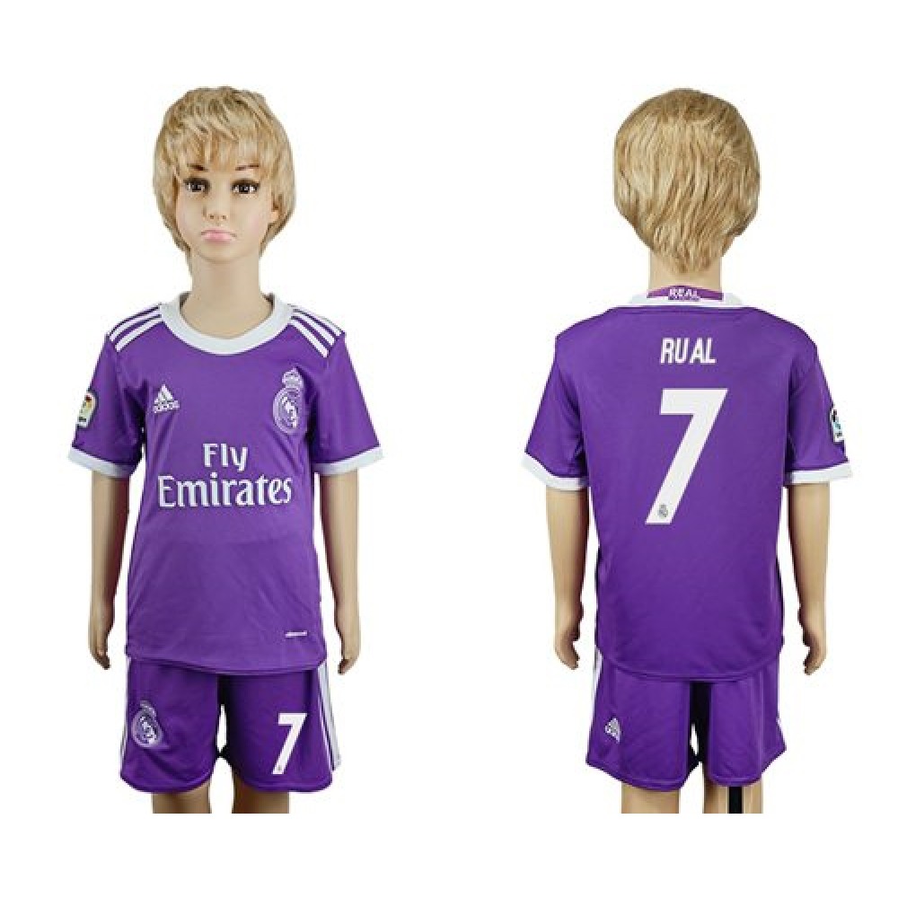 Real Madrid #7 Rual Away Kid Soccer Club Jersey