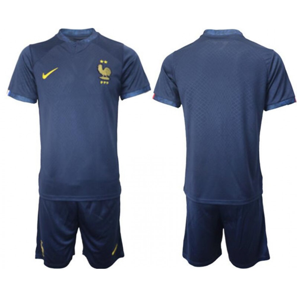 Men's France Blank Navy Home Soccer Jersey Suit
