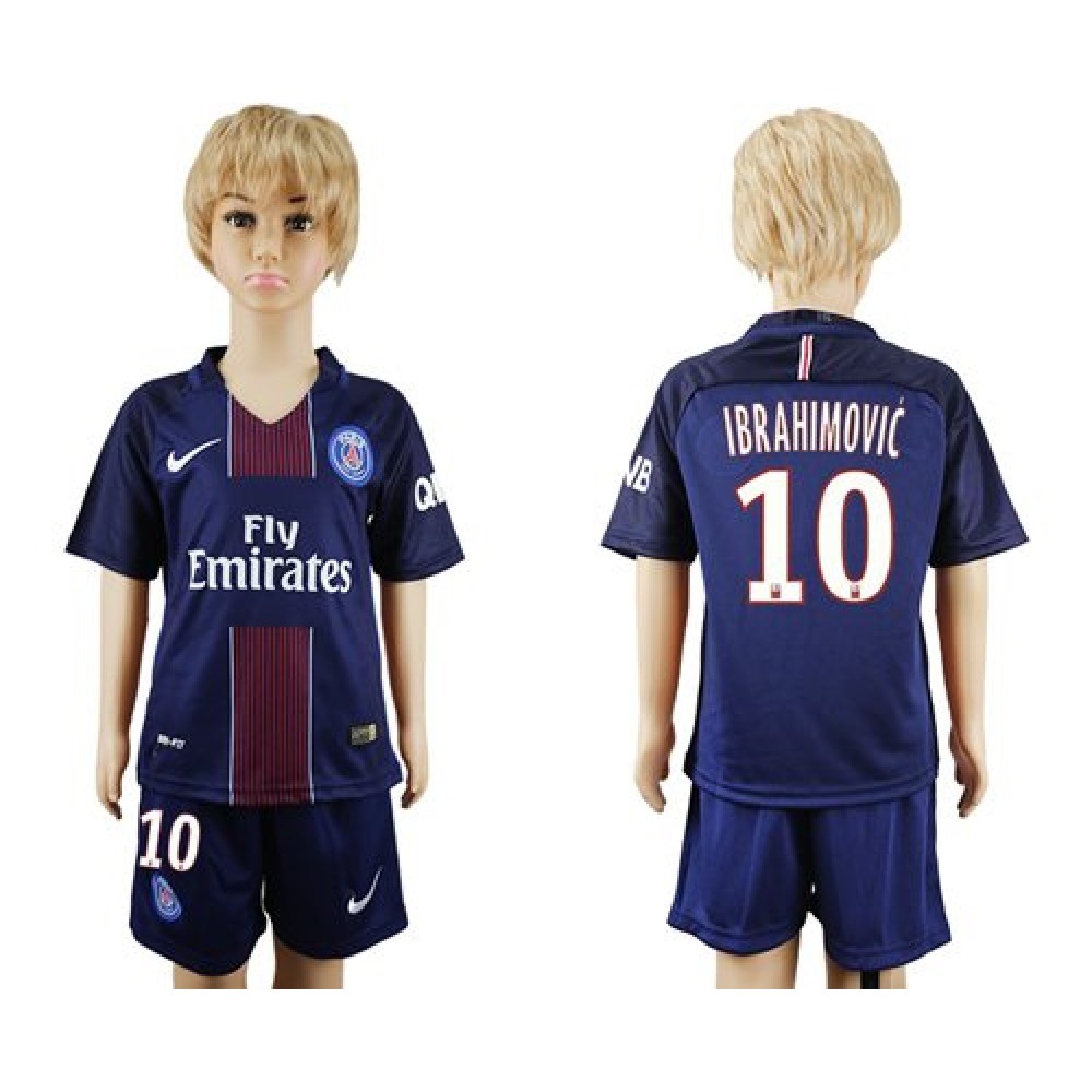 Paris Saint-Germain #10 Ibrahimovic Home Kid Soccer Club Jersey