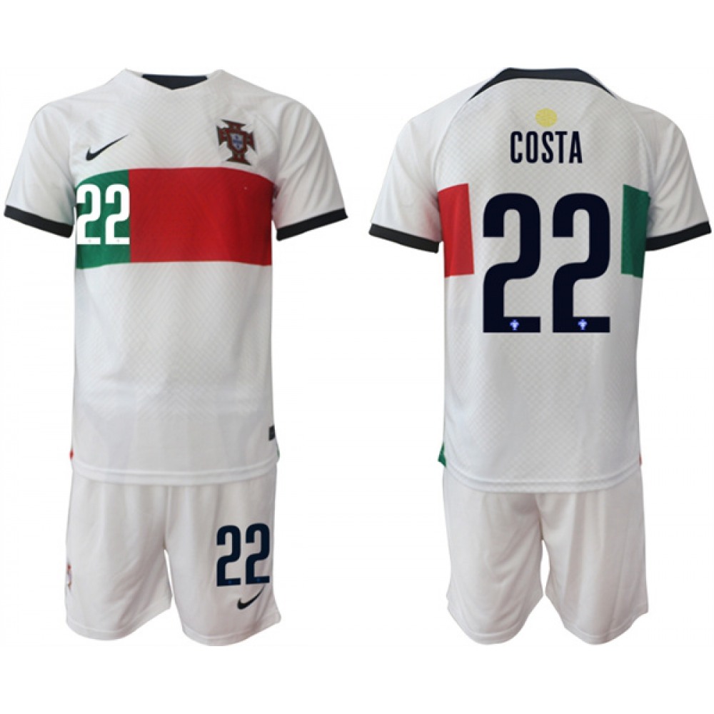 Men's Portugal #22 Costa White Away Soccer Jersey Suit