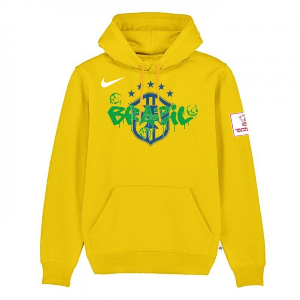 Men's Brazil FIFA World Cup Soccer Yellow Hoodie 001