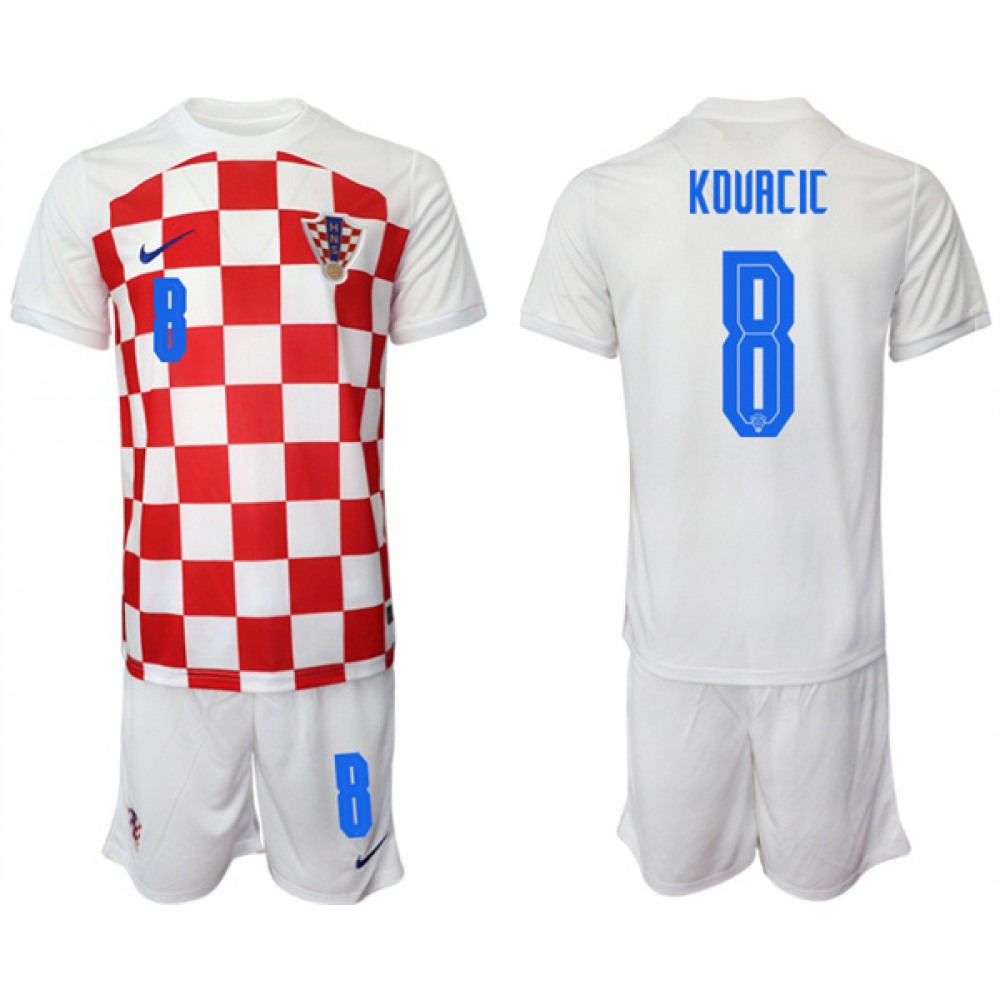 Men's Croatia #8 Kovacic White Home Soccer Jersey Suit