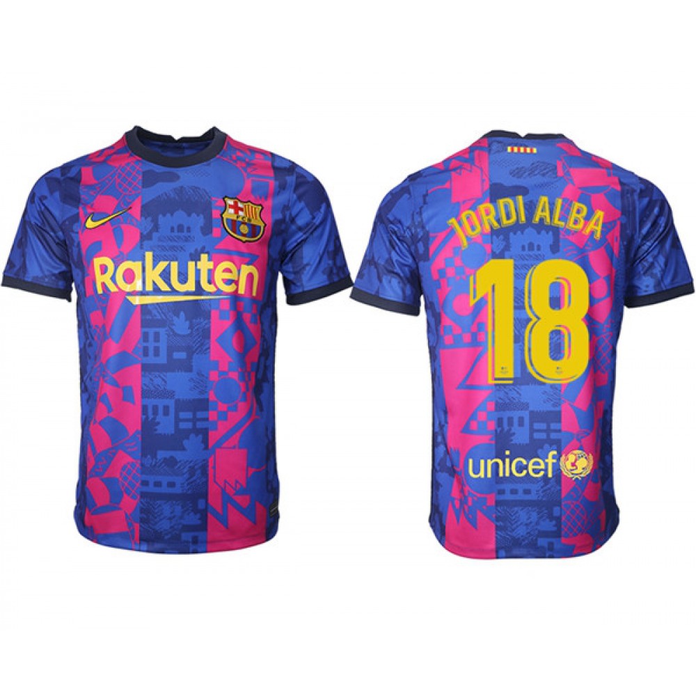 Men's Barcelona #18 Jordi Alba 2021/22 training suit version Soccer Jersey