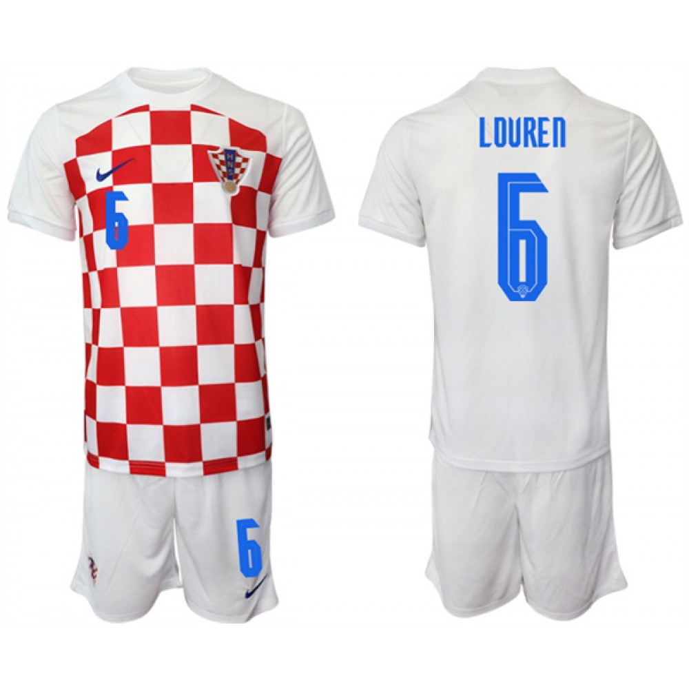 Men's Croatia #6 Lovren White Home Soccer Jersey Suit