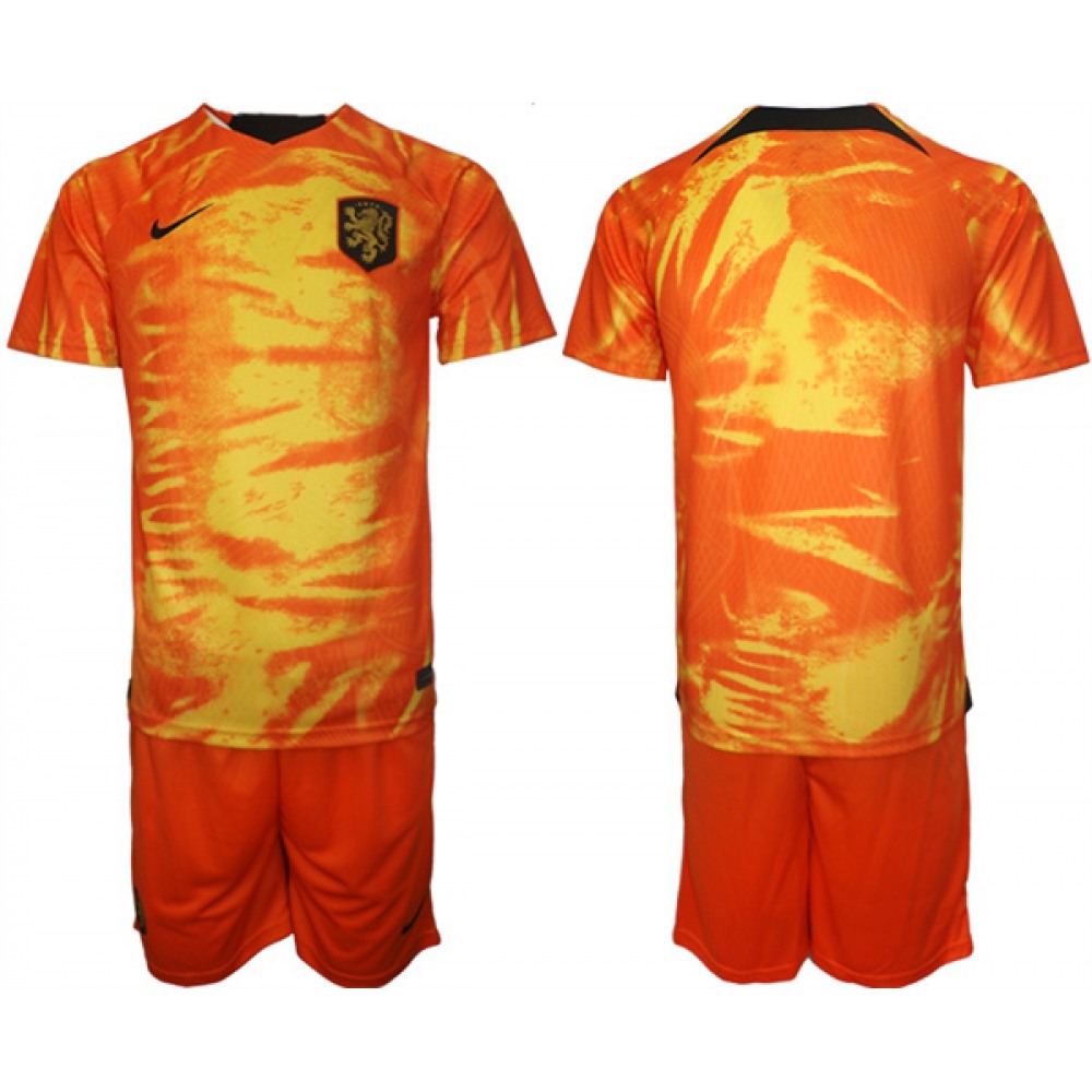 Men's Netherlands Blank Orange Home Soccer Jersey Suit